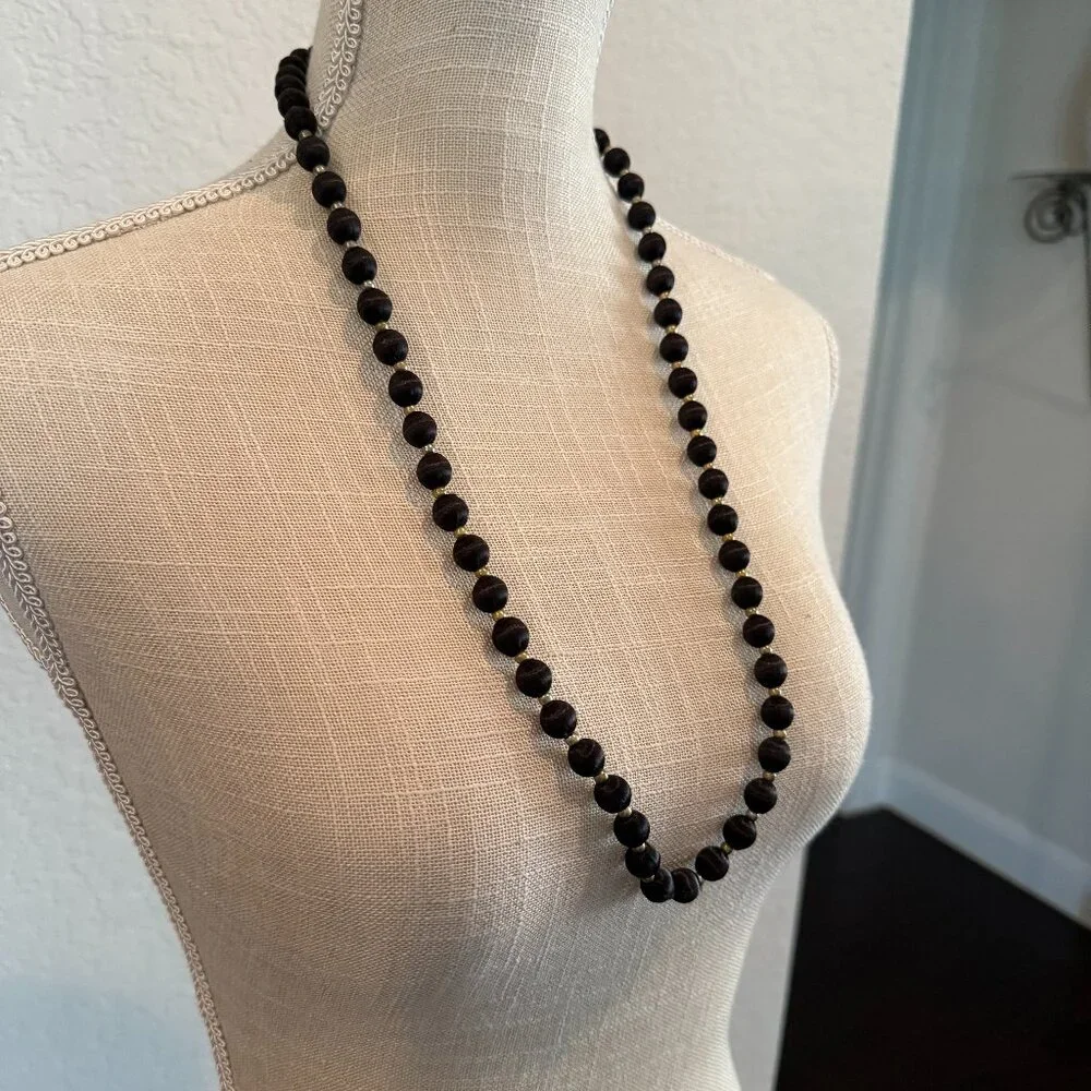BLACK SILK THREAD Beaded Necklace